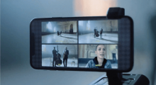 Four camera angles displayed on the iPhone with FiLMiC Pro